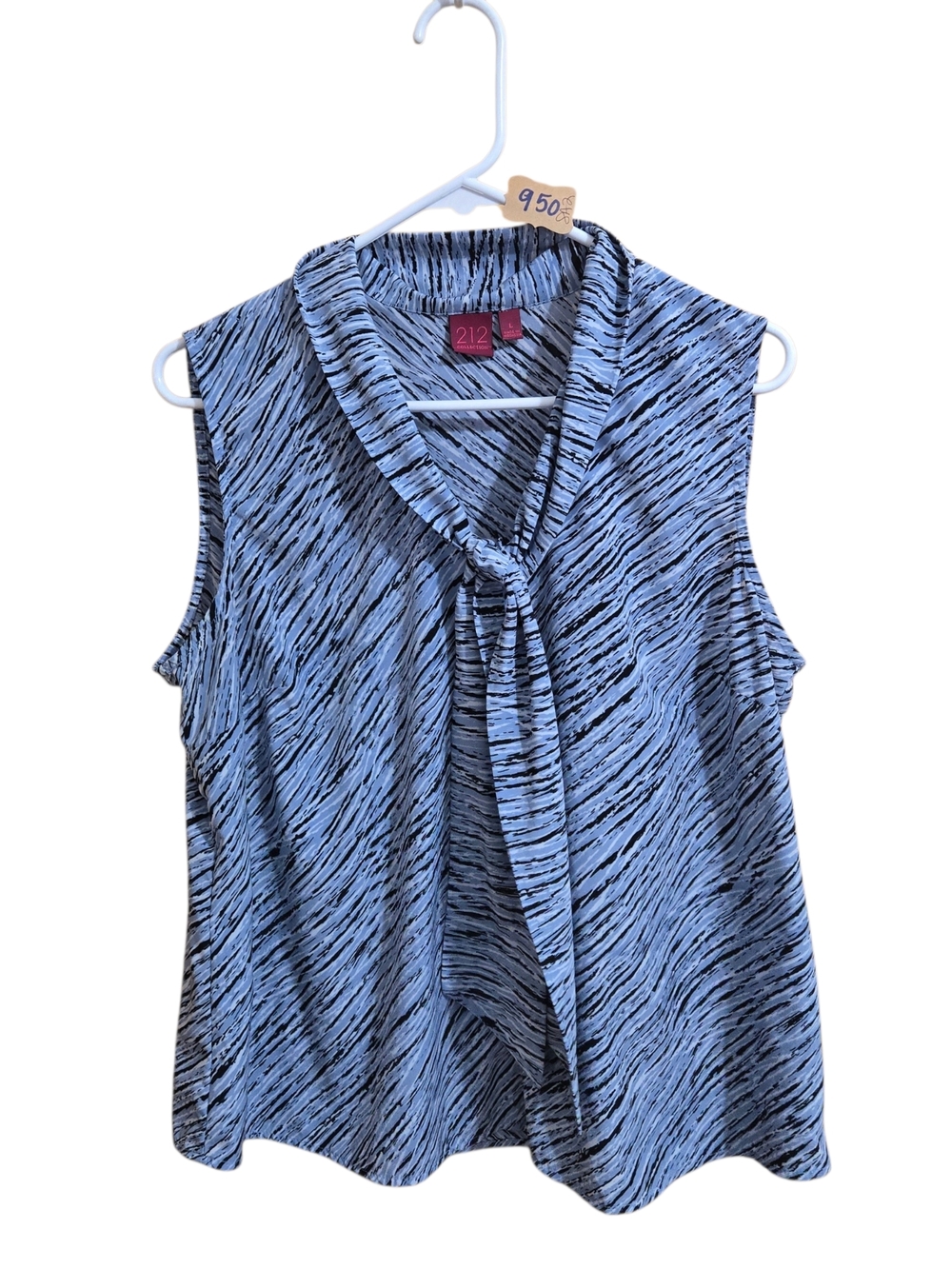 212 Collection Sleeveless Tie-Neck Camisole in Light Blue and Black